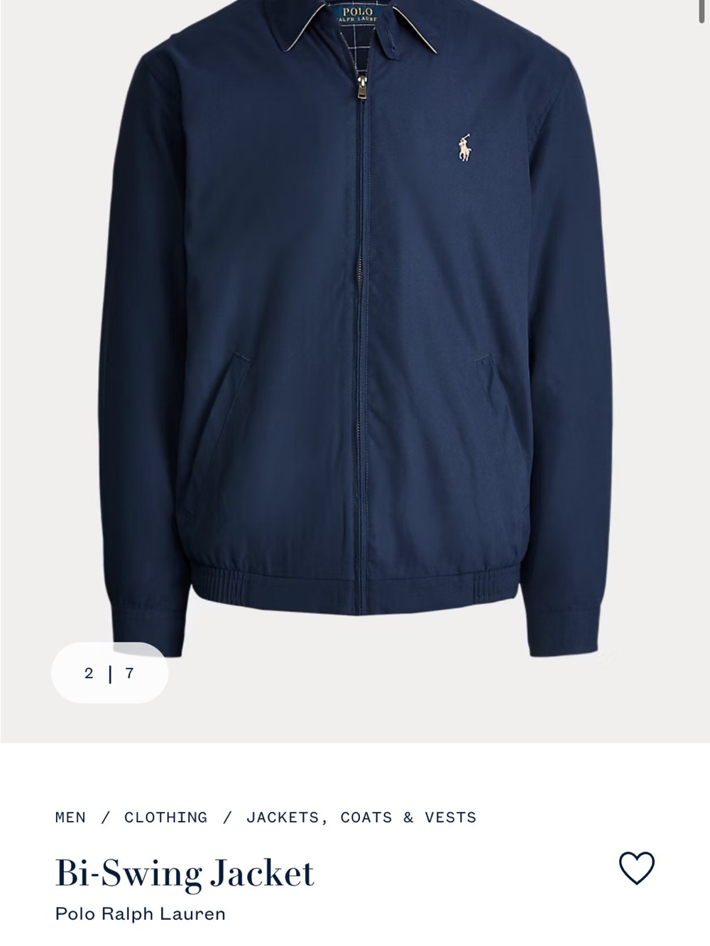 Ralph Lauren Navy Harrington-Style Zip Jacket